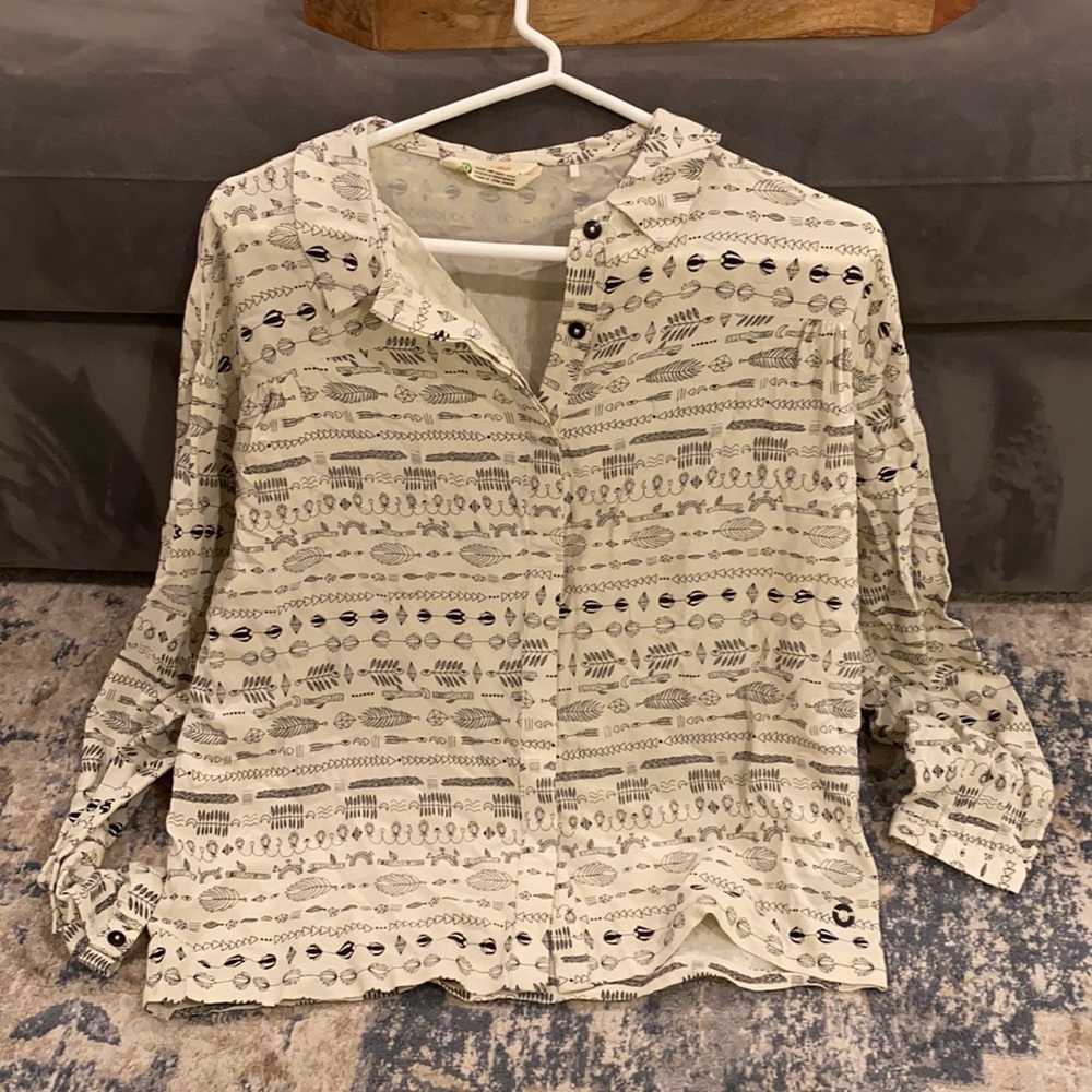 Silk blend button down shirt